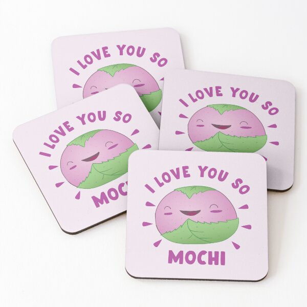Item preview, Cute Kawaii Happy Pink Mochi With Text I Love You So Mochi Design For Mochi Lovers designed and sold by NightGleam.