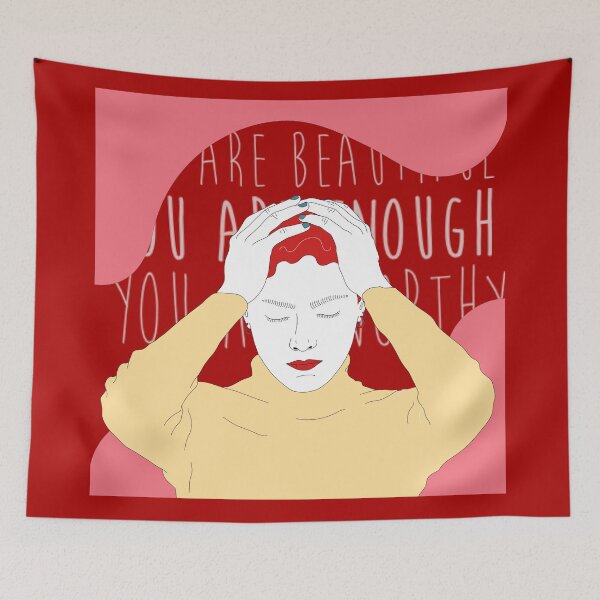Item preview, you are beautiful you are enough you are worthy | you deserve the world | high self worth  designed and sold by Vibe Vault.