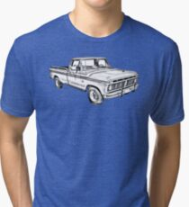 Camiseta de tejido mixto 1975 Ford F100 Explorer Pickup Truck Illustrarion
