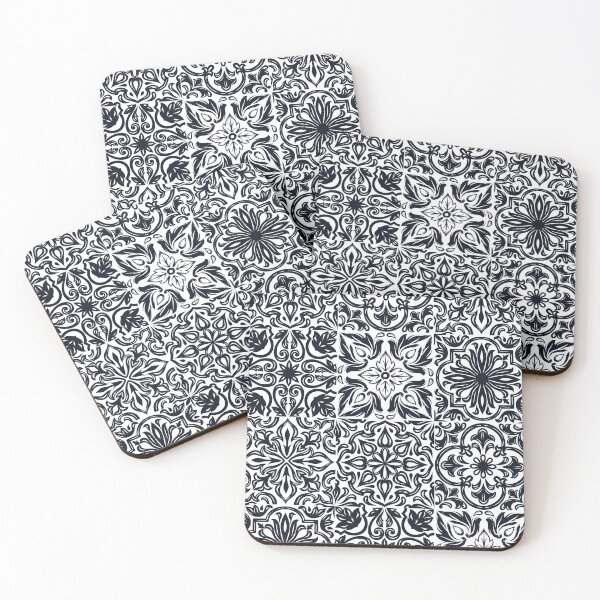 Item preview,  Abstract patterns on ceramic tile, black and white designed and sold by Chinxi.