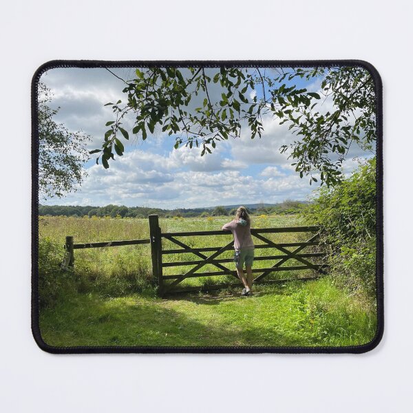 Item preview, Lady leans on a farm gate.Rural country scene designed and sold by Tony Skerl.