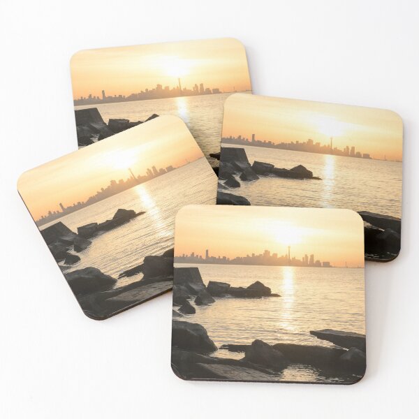 Item preview, Soft Gold and Rough Rocks - Brilliant Sunrise Right Above Toronto CN Tower designed and sold by Georgia Mizuleva.