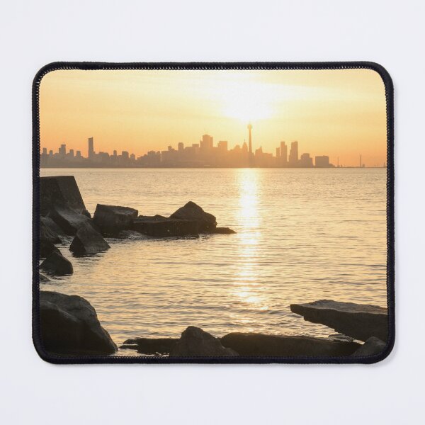 Item preview, Soft Gold and Rough Rocks - Brilliant Sunrise Right Above Toronto CN Tower designed and sold by Georgia Mizuleva.