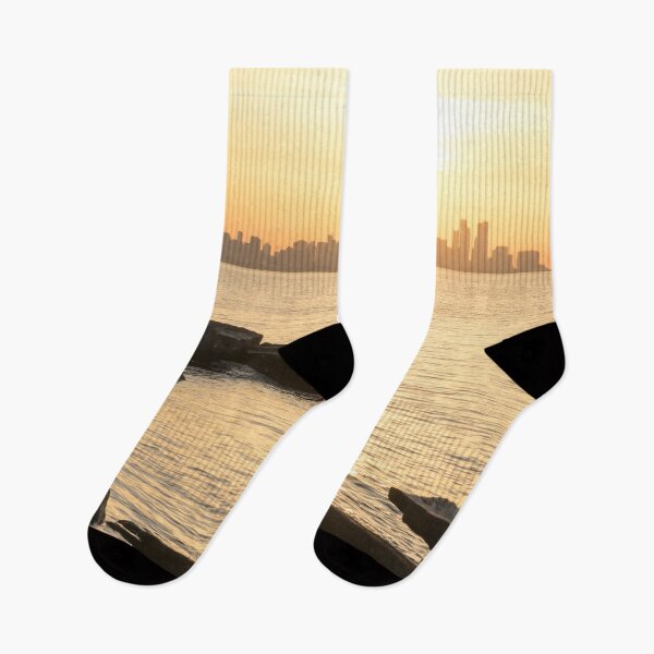 Item preview, Soft Gold and Rough Rocks - Brilliant Sunrise Right Above Toronto CN Tower designed and sold by Georgia Mizuleva.