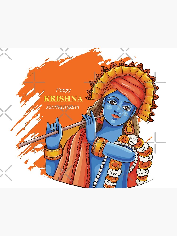 Vector illustration line art of Happy Janmashtami festival of India, Lord  Little Krishna. poster Stock Vector Image & Art - Alamy