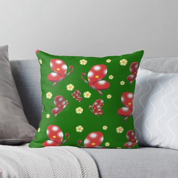 Item preview, red butterfly green background designed and sold by miaterinka.