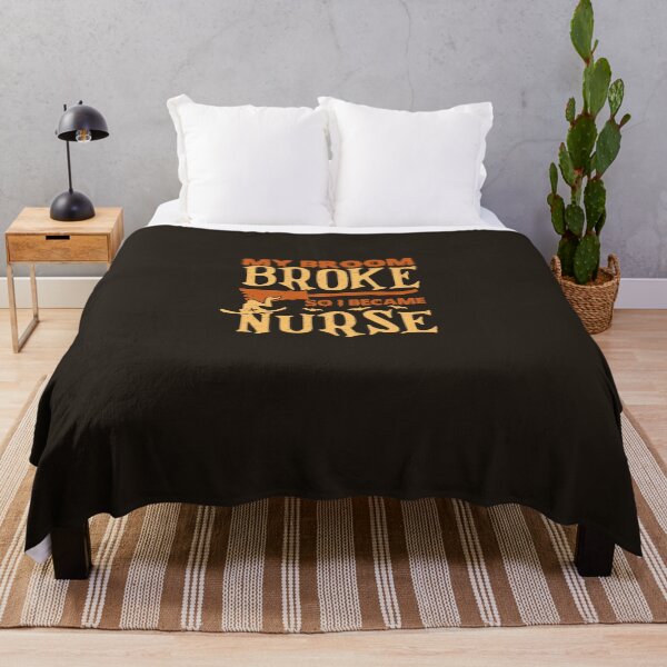Item preview, "My Broom Broke So I Became A Nurse" - Funny text and graphic Halloween (Grunge Texture) designed and sold by Unohana.