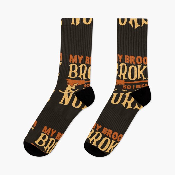 Item preview, "My Broom Broke So I Became A Nurse" - Funny text and graphic Halloween (Grunge Texture) designed and sold by Unohana.