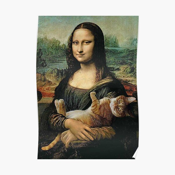 Mona Lisa holding a cat  Poster