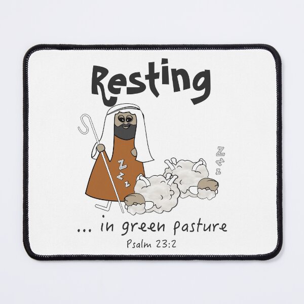 Item preview, Christian Design - Sheep with Good Shepherd in Green Pasture - Psalm 23 designed and sold by simplydesignart.