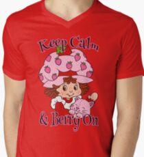 Camiseta de cuello en V Mantenga la calma y la baya