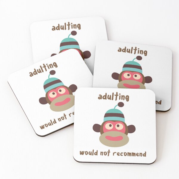 Item preview, Adulting Would Not Recommend - Sock Monkey in Hat designed and sold by Trinket-Trickster.