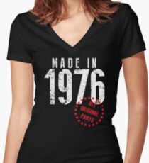 Made In 1976, All Original Parts Women's Fitted V-Neck T-Shirt