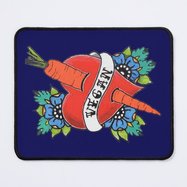 Item preview, VEGAN TRADITIONAL TATTOO HEART WITH CARROT DAGGER designed and sold by Susan Prolman.