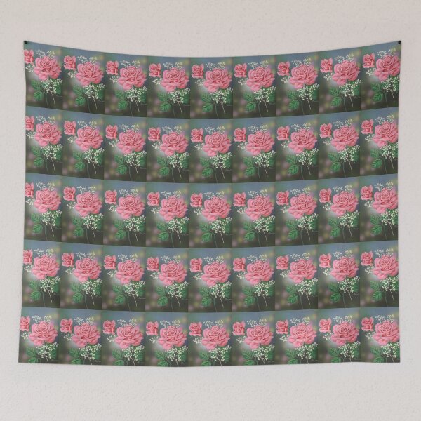 Item preview, Pink roses with forget-me-not bouquet designed and sold by Laura Greco.