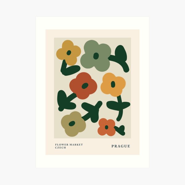 Flower market print, Prague, Posters aesthetic, Abstract flowers, Exhibition poster, Cottagecore, Autumn decor Art Print