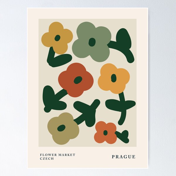 Item preview, Flower market print, Prague, Posters aesthetic, Abstract flowers, Exhibition poster, Cottagecore, Autumn decor designed and sold by KristinityArt.