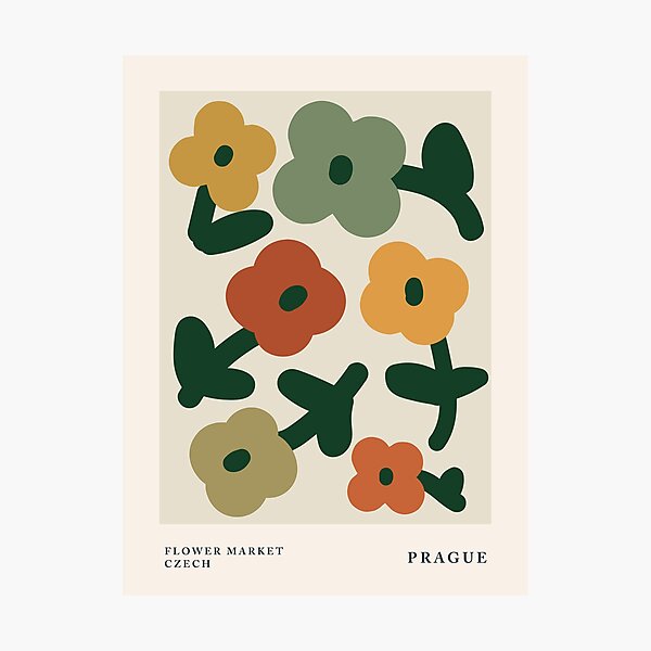 Item preview, Flower market print, Prague, Posters aesthetic, Abstract flowers, Exhibition poster, Cottagecore, Autumn decor designed and sold by KristinityArt.