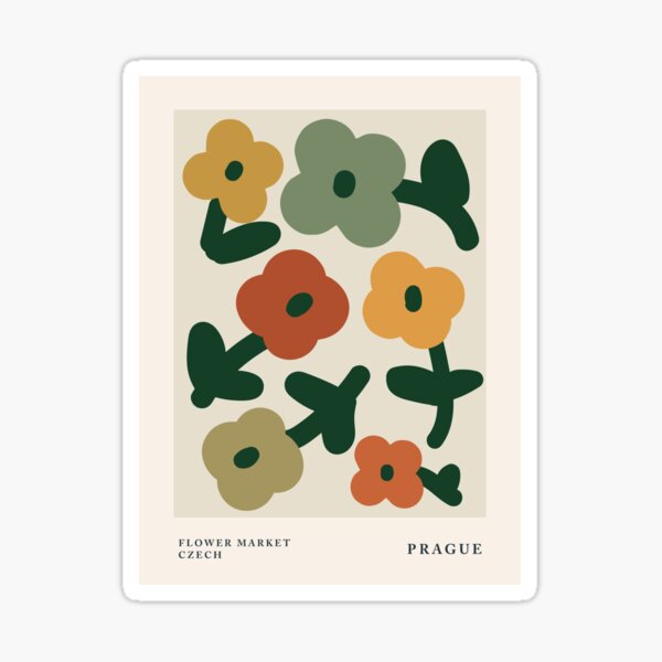Item preview, Flower market print, Prague, Posters aesthetic, Abstract flowers, Exhibition poster, Cottagecore, Autumn decor designed and sold by KristinityArt.