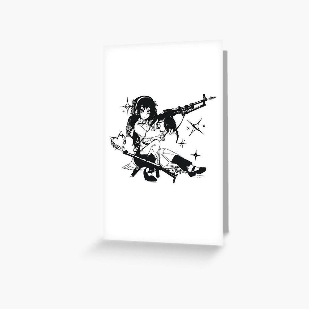 Anime Girl Holding Gun Goth Soft Grunge E Girl E Boy Greeting Card By Hypewearco Redbubble