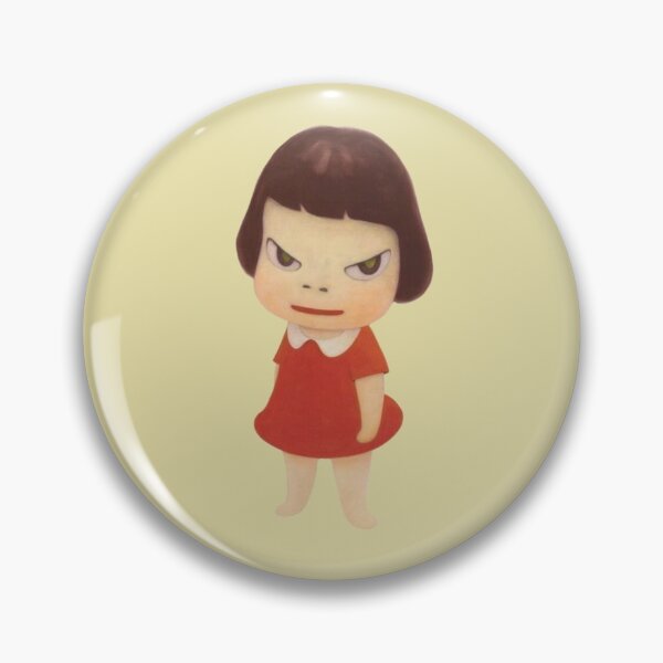 Item preview, Yoshitomo Nara Red dress girl Pin designed and sold by spookeyofficial.