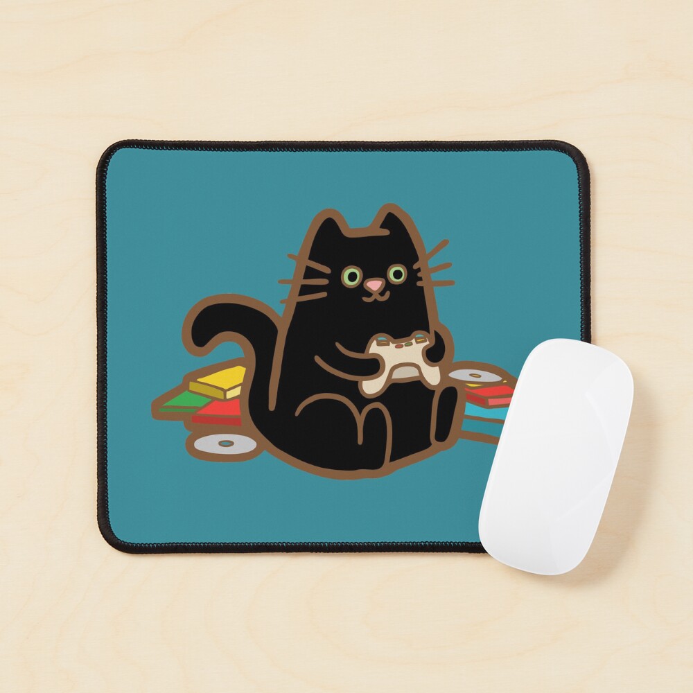 Gamer Cat in blue Mouse Pad