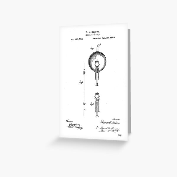 Artikel-Vorschau von Thomas Edison Elektrische Lampe/Glühbirne Patent Zeichnung Design, designt und verkauft von Designs by Kool Kat.