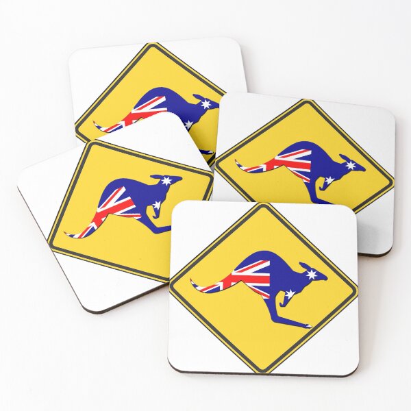 Item preview, warning kangaroo Australia art designed and sold by Ukiyo Sumi.