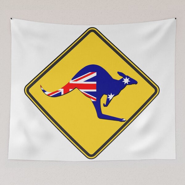 Item preview, warning kangaroo Australia art designed and sold by Ukiyo Sumi.