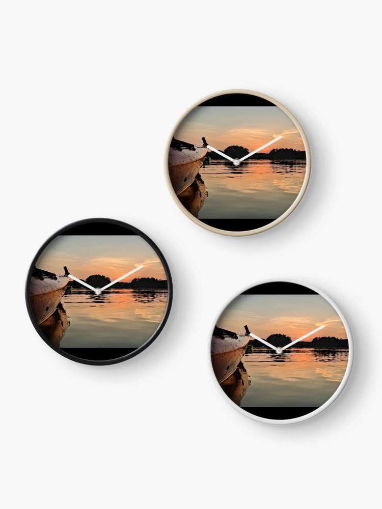 Thumbnail 3 of 4, Clock, Kayak Sunset designed and sold by Ryan Stephens.