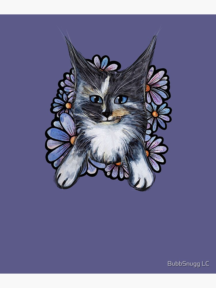 Disover Maine Coon floral Cat Premium Matte Vertical Poster