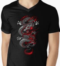 Asiatischer Drache T-Shirt mit V-Ausschnitt