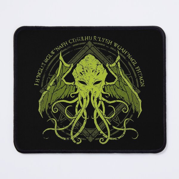 Cthulhu - Lovecraft - Distressed chant design v2 Mouse Pad