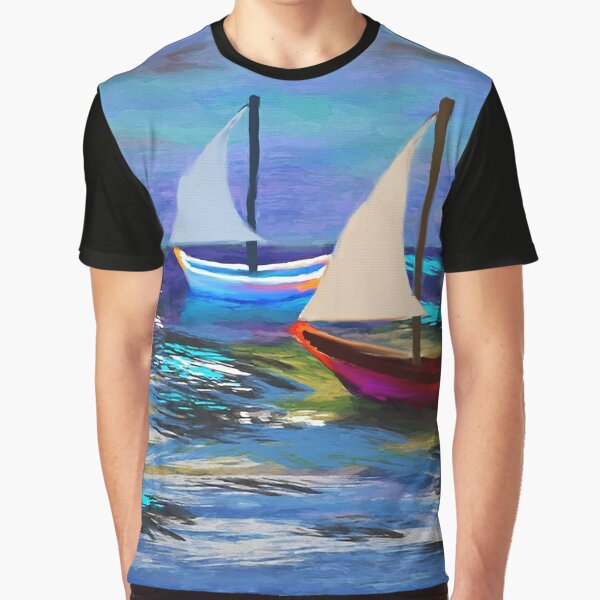 Elliotts Blue Sail Boat Print Shirt - Lowes Menswear