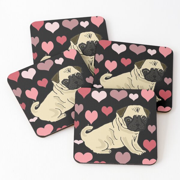 Artikelvorschau, Lustiger Mops-Hund und Herz-Muster-Liebes-Kunst entworfen und verkauft von Nature's Fancy.