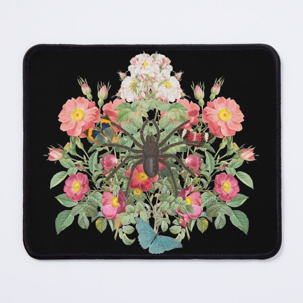 Item preview, Vintage Tarantula Surrounded By Pink Dog Roses And Blue Butterfly designed and sold by TrulyEpoque.