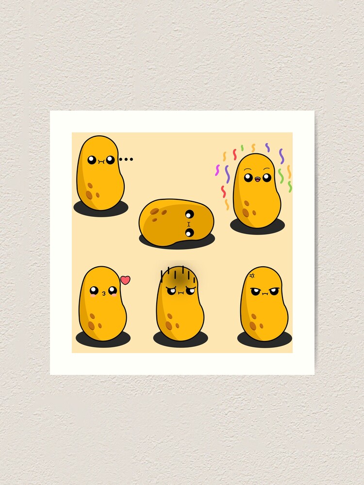 Cute Cartoon Potato || Sticker Pack || Kawai | Art Print