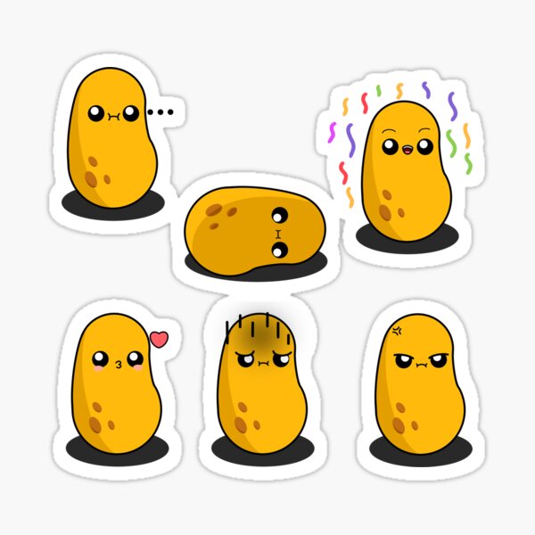 Cute Cartoon Potato, Kawaii Potato, Kawai - Cute Potato - Sticker