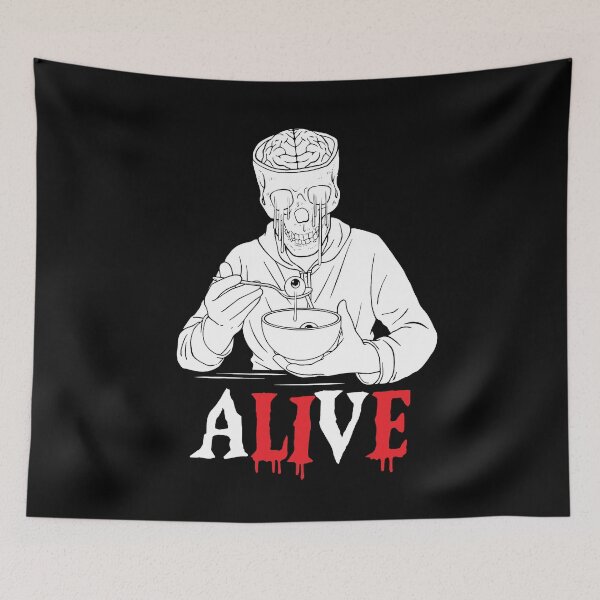Item preview, Alive Lie Skeleton Man Eating Bowl of Eyeballs designed and sold by SpreadForSatan.