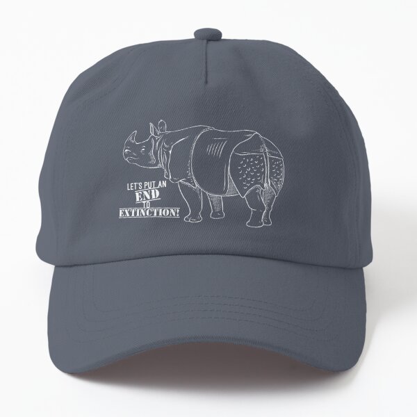 "Let's Put an END to Extinction!" Rhino - white outline Dad Hat