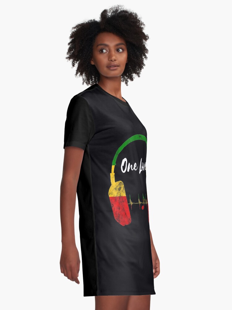 Rasta Reggae Music Headphones Jamaican Pride One Love Graphic T-Shirt  Dress for Sale by cierramwrigh