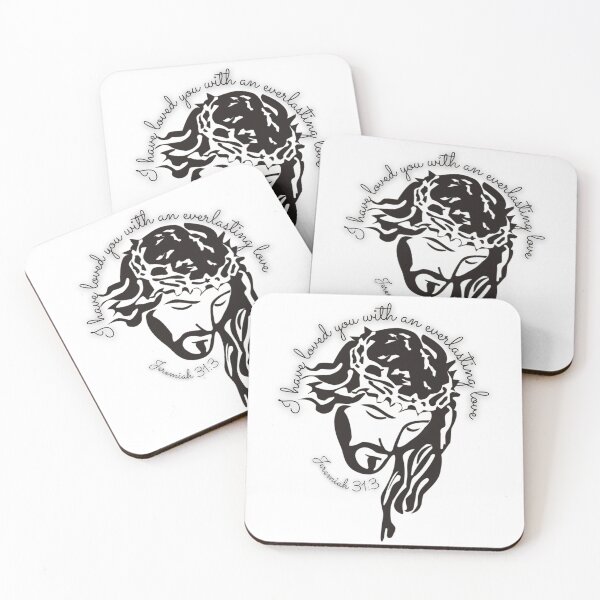 Item preview, Beautiful Jesus Face. I have loved you with Bible Verse Jeremiah 41: 3. designed and sold by onlyscriptures.