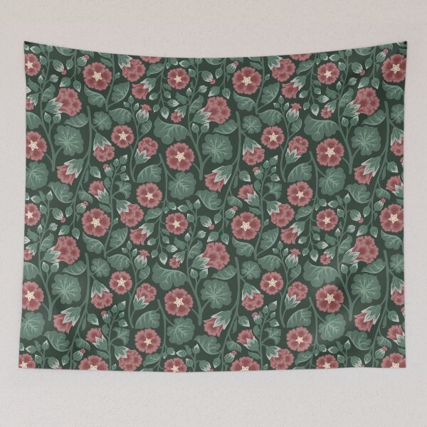 Item preview, Pink Hollyhocks Flowers  designed and sold by Fabrr.design.