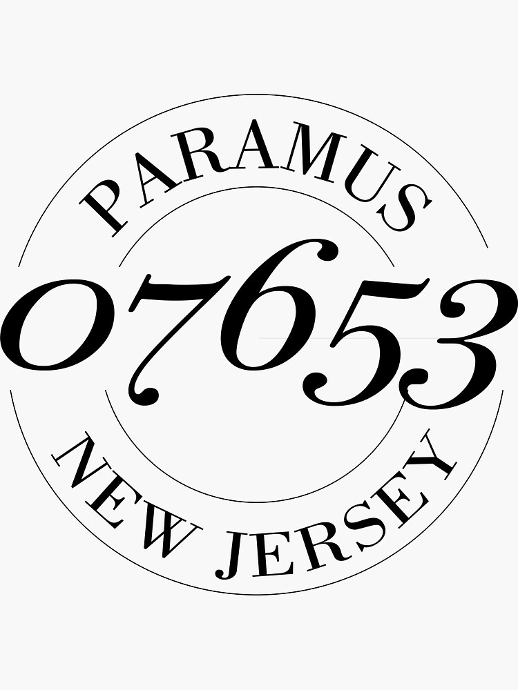 Pegatina «Paramus NJ Zip Code Script Fuente» de amulchandani Redbubble