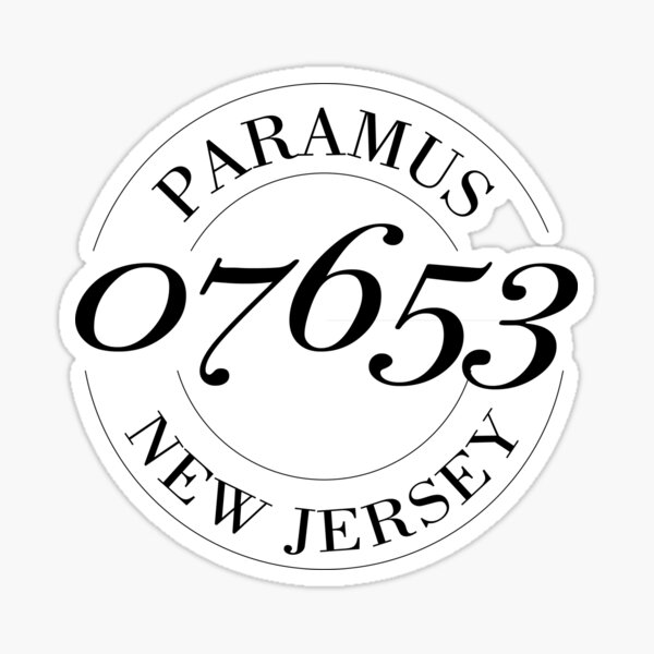 Pegatina «Paramus NJ Zip Code Script Fuente» de amulchandani Redbubble