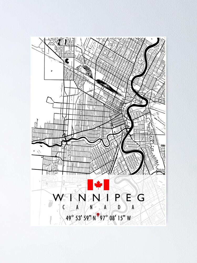 "WINNIPEG MAP CANADA" Poster for Sale by hatimelhag Redbubble