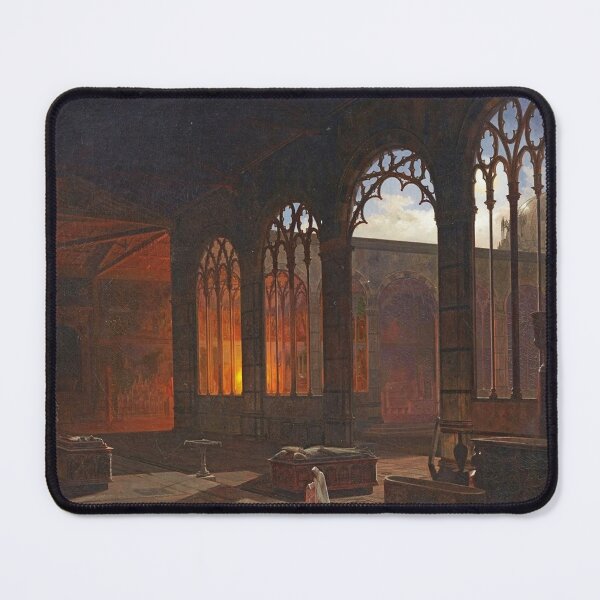 Item preview, A. E. Haffer Night Scene with a Monk in a Gothic Cloister designed and sold by Vintage Designs +.