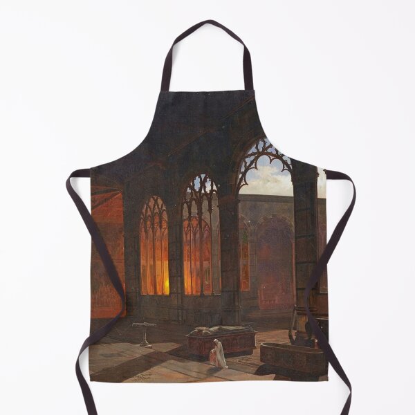 Item preview, A. E. Haffer Night Scene with a Monk in a Gothic Cloister designed and sold by Vintage Designs +.