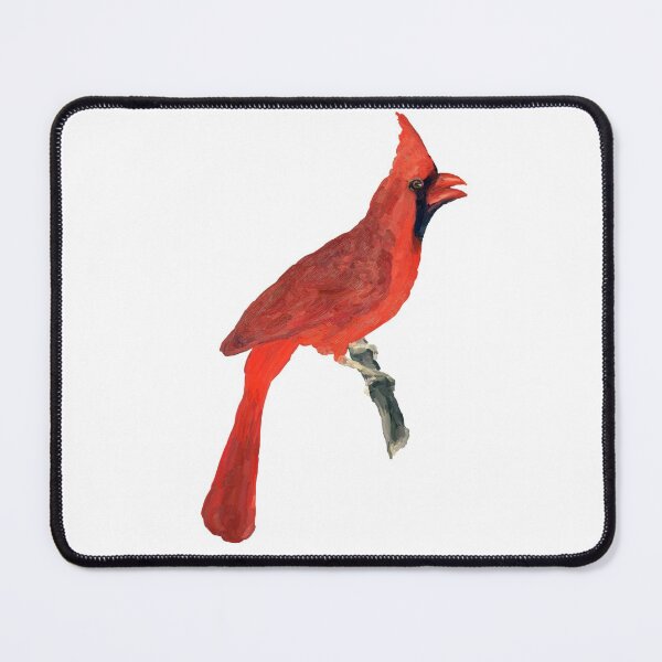 Item preview, Oil Painting Red Cardinal on White Background - Drawing Portrait of Bird designed and sold by Aenota.