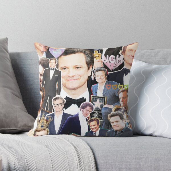 colin firth collage Throw Pillow